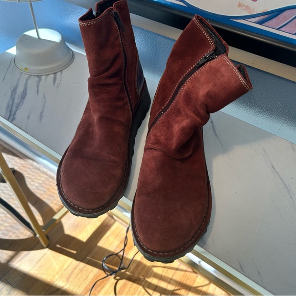 FLY London Mong Suede Zip up Ankle Boots - Picture 2 of 14